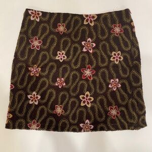 Pamela Brown - Brown Floral Mini Skirt
